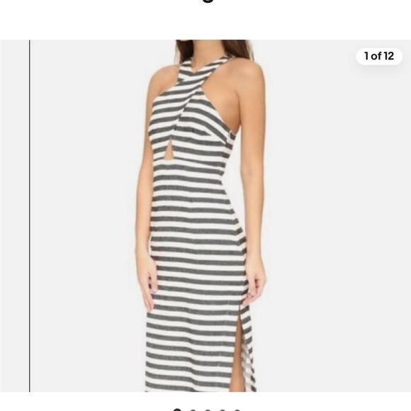 Mara Hoffman Dress Womens Black Cream Striped cross cross neckline dress 6 NWT - Picture 1 of 9